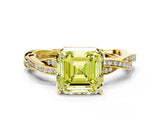 Yellow gold Fancy Yellow Asscher  Solitaire Twisted Pave Diamond Ring with Four-Prong Setting_115