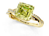 Yellow gold Fancy Yellow Asscher  Solitaire Twisted Pave Diamond Ring with Four-Prong Setting_116