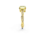 Yellow gold Fancy Yellow Asscher  Solitaire Twisted Pave Diamond Ring with Four-Prong Setting_117