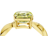 Yellow gold Fancy Yellow Asscher  Solitaire Twisted Pave Diamond Ring with Four-Prong Setting_119