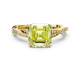 Yellow gold Fancy Yellow Asscher  Solitaire Twisted Pave Diamond Ring with Four-Prong Setting_12
