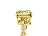 Yellow gold Fancy Yellow Asscher  Solitaire Twisted Pave Diamond Ring with Four-Prong Setting_120