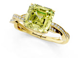 Yellow gold Fancy Yellow Asscher  Solitaire Twisted Pave Diamond Ring with Four-Prong Setting_13