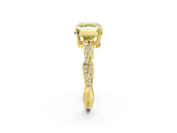 Yellow gold Fancy Yellow Asscher  Solitaire Twisted Pave Diamond Ring with Four-Prong Setting_14
