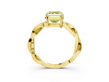 Yellow gold Fancy Yellow Asscher  Solitaire Twisted Pave Diamond Ring with Four-Prong Setting_15
