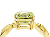 Yellow gold Fancy Yellow Asscher  Solitaire Twisted Pave Diamond Ring with Four-Prong Setting_16