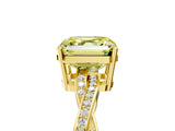 Yellow gold Fancy Yellow Asscher  Solitaire Twisted Pave Diamond Ring with Four-Prong Setting_17