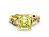Yellow gold Fancy Yellow Asscher  Solitaire Vine Band with Milgrain Prong Setting_3