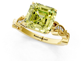 Yellow gold Fancy Yellow Asscher  Solitaire Vine Band with Milgrain Prong Setting_4