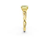 Yellow gold Fancy Yellow Asscher  Solitaire Vine Band with Milgrain Prong Setting_5