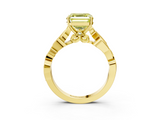 Yellow gold Fancy Yellow Asscher  Solitaire Vine Band with Milgrain Prong Setting_6