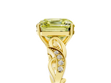 Yellow gold Fancy Yellow Asscher  Solitaire Vine Band with Milgrain Prong Setting_8
