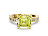 Yellow gold Fancy Yellow Asscher  Solitaire with Pavé Band and Four-Prong Setting_51