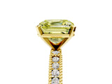 Yellow gold Fancy Yellow Asscher  Solitaire with Pavé Band and Four-Prong Setting_56