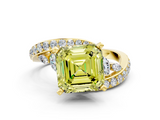 Yellow gold Fancy Yellow Asscher  Solitaire with Pavé Twist Band and Four-Prong Setting