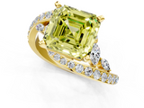 Yellow gold Fancy Yellow Asscher  Solitaire with Pavé Twist Band and Four-Prong Setting_1