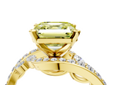 Yellow gold Fancy Yellow Asscher  Solitaire with Pavé Twist Band and Four-Prong Setting_4