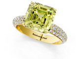 Yellow gold Fancy Yellow Asscher  Solitaire with Pave Band and Four-Prong Setting_24