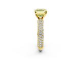 Yellow gold Fancy Yellow Asscher  Solitaire with Pave Band and Four-Prong Setting_25