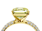 Yellow gold Fancy Yellow Asscher  Solitaire with Pave Band and Four-Prong Setting_27