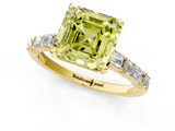 Yellow gold Fancy Yellow Asscher  Solitaire with Side Baguettes and Channel Set Band_1