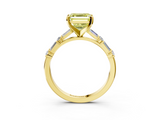 Yellow gold Fancy Yellow Asscher  Solitaire with Side Baguettes and Channel Set Band_3