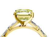 Yellow gold Fancy Yellow Asscher  Solitaire with Side Baguettes and Channel Set Band_4