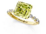 Yellow gold Fancy Yellow Asscher  Solitaire with Side Stones on a Pavé Band and Four-Prong Setting_1