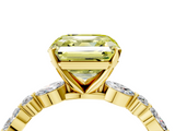 Yellow gold Fancy Yellow Asscher  Solitaire with Side Stones on a Pavé Band and Four-Prong Setting_4