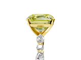 Yellow gold Fancy Yellow Asscher  Solitaire with Side Stones on a Pavé Band and Four-Prong Setting_5