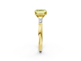 Yellow gold Fancy Yellow Asscher  Solitaire with Tapered Baguette Side Stones on a Classic Band with Four-Prong Setting_2