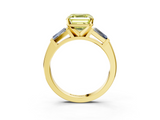 Yellow gold Fancy Yellow Asscher  Solitaire with Tapered Baguette Side Stones on a Classic Band with Four-Prong Setting_3