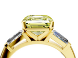 Yellow gold Fancy Yellow Asscher  Solitaire with Tapered Baguette Side Stones on a Classic Band with Four-Prong Setting_4