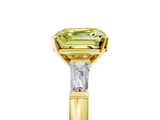 Yellow gold Fancy Yellow Asscher  Solitaire with Tapered Baguette Side Stones on a Classic Band with Four-Prong Setting_5
