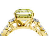 Yellow gold Fancy Yellow Asscher  Three-Stone Diamond Ring with Pavé Split Shank and Four-Prong Setting_21