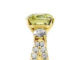 Yellow gold Fancy Yellow Asscher  Three-Stone Diamond Ring with Pavé Split Shank and Four-Prong Setting_22