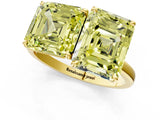 Yellow gold Fancy Yellow Asscher  and Emerald Cut Toi Moi Ring with Prong Setting_44