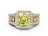 Yellow gold Fancy Yellow Cushion -Cut Halo Diamond Ring with Split Shank and Four-Prong Setting_102