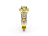 Yellow gold Fancy Yellow Cushion -Cut Halo Diamond Ring with Split Shank and Four-Prong Setting_104