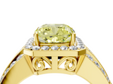 Yellow gold Fancy Yellow Cushion -Cut Halo Diamond Ring with Split Shank and Four-Prong Setting_106