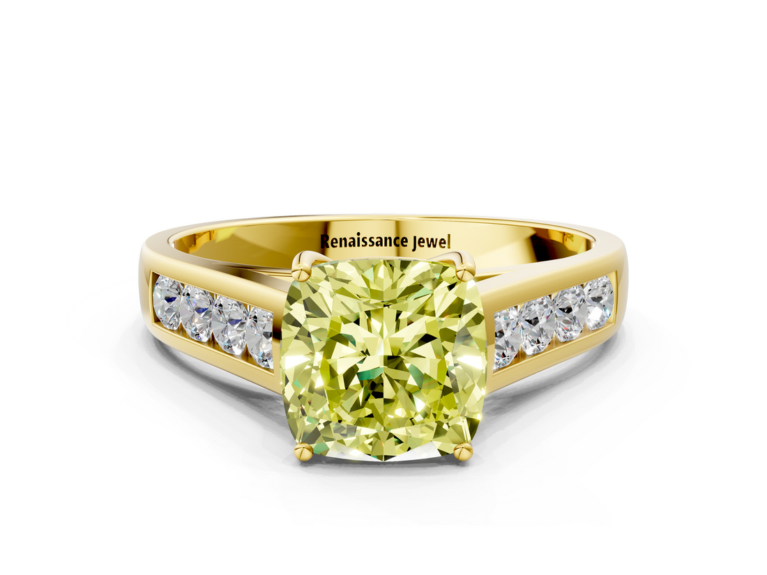 Yellow gold Fancy Yellow Cushion  Brilliant Channel-Set Solitaire Ring with Four-Prong Setting_37