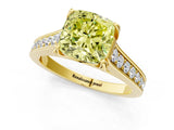 Yellow gold Fancy Yellow Cushion  Brilliant Cut Diamond Engagement Ring with Pavé Band and Four-Prong Setting_49