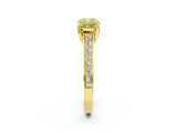 Yellow gold Fancy Yellow Cushion  Brilliant Cut Diamond Engagement Ring with Pavé Band and Four-Prong Setting_50