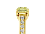 Yellow gold Fancy Yellow Cushion  Brilliant Cut Diamond Engagement Ring with Pavé Band and Four-Prong Setting_53