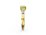 Yellow gold Fancy Yellow Cushion  Brilliant Cut Diamond Five-Stone Prong Set Engagement Ring with Channel Band_5
