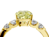 Yellow gold Fancy Yellow Cushion  Brilliant Cut Diamond Five-Stone Prong Set Engagement Ring with Channel Band_7