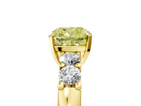Yellow gold Fancy Yellow Cushion  Brilliant Cut Diamond Five-Stone Prong Set Engagement Ring with Channel Band_8