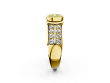 Yellow gold Fancy Yellow Cushion  Brilliant Diamond Channel Set Wide Band Ring with Bezel Setting_23