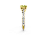 Yellow gold Fancy Yellow Cushion  Brilliant Diamond Solitaire with Pavé Band and Four-Prong Setting 3