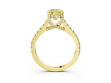 Yellow gold Fancy Yellow Cushion  Brilliant Diamond Solitaire with Pavé Band and Four-Prong Setting 4